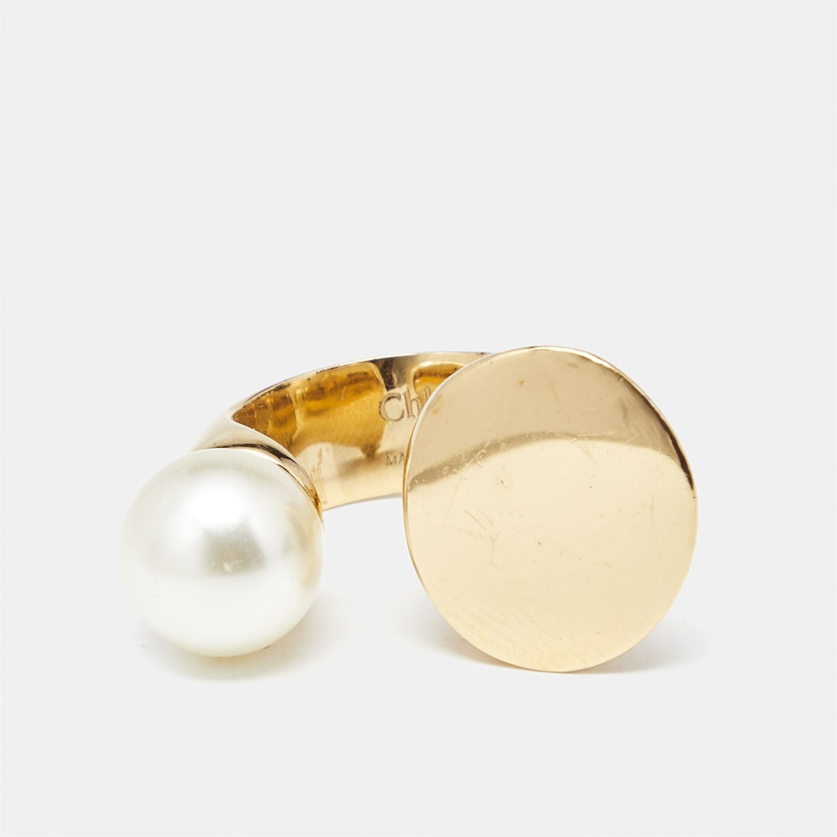 CHLOE ゴールド パール Darcey リング Chloe Darcey Faux Pearl Gold Tone Ring Size 57 | eBay