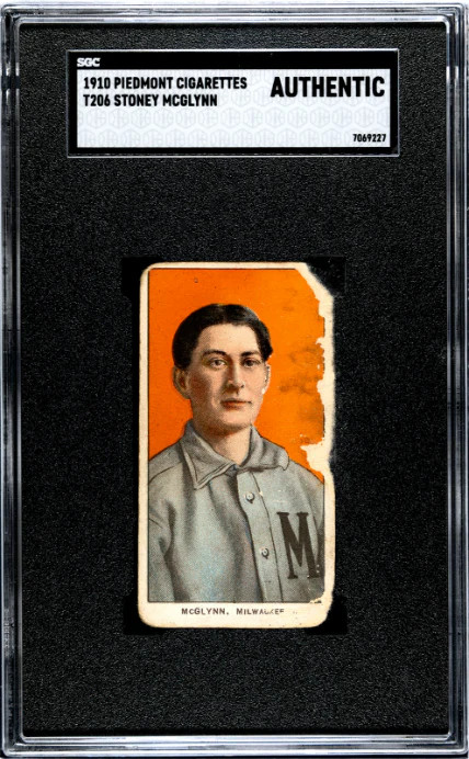 1909 T206 STONEY MCGLYNN NNO POOR PIEDMONT 350 SGC A BASEBALL MILWAUKEE BREWERS