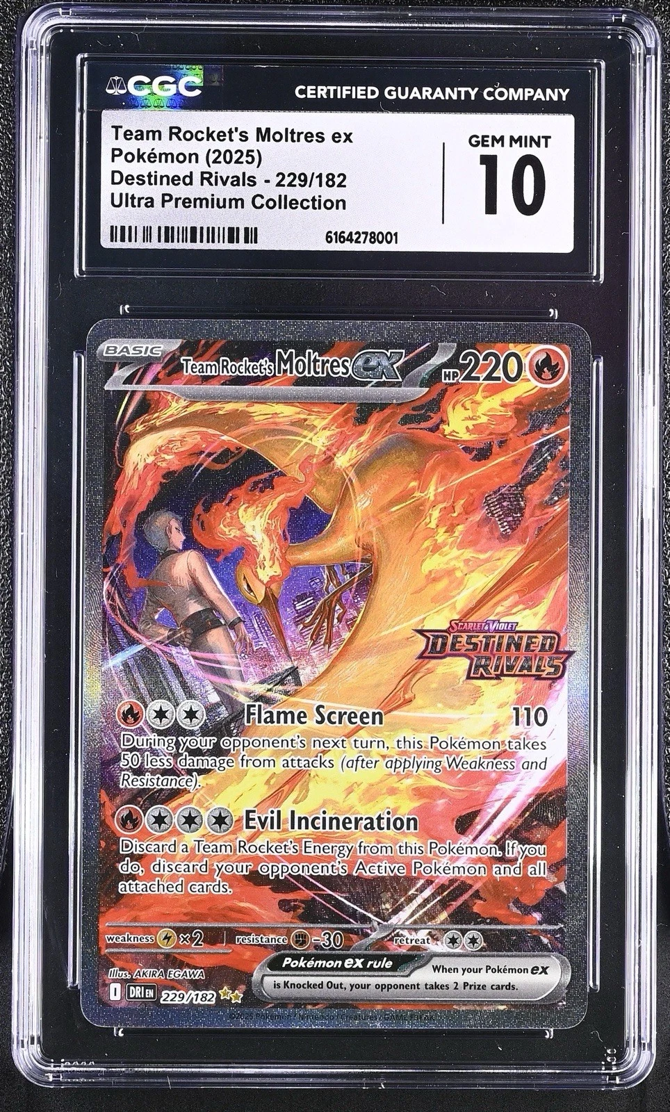 Pokémon Team Rocket's Moltres ex Destined Rivals 229/182 CGC 10 Ultra Premium