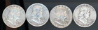 $2.00 Face Value - 90% Junk U.S. Silver - Lot of 4 Franklin Silver Half Dollars