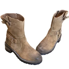 Roan by BedStu Suede Leather Emerson Boot in Camel, women's 7.5 (bottom says 7)