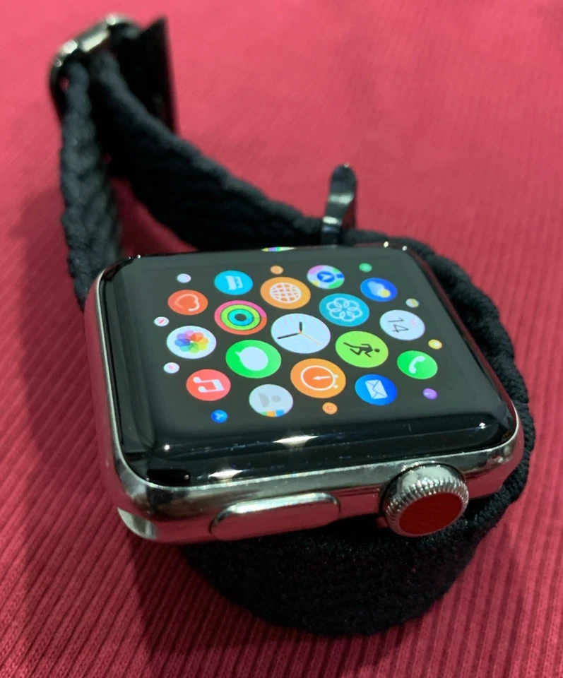 Apple Watch Series 3 38mm Stainless Steel Case & Black Braided  Loop  Cellular - Image 2 of 4