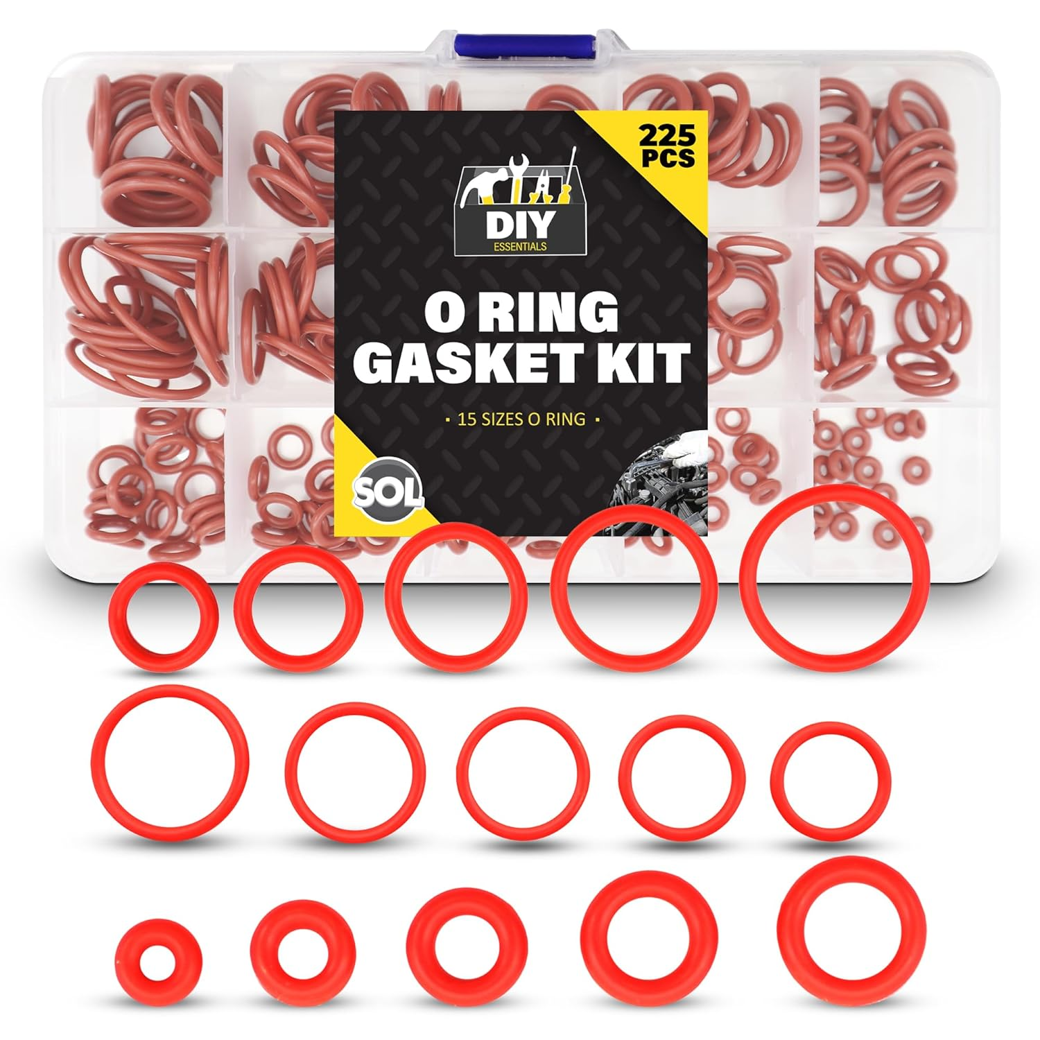 225Pk O Ring Gasket Kit – Assorted Tap Washers for Mixer Taps & Plumbing – Durab