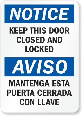 Tin Metal Signs Home Décor Road Notice - Keep This Door Closed And Locked Biling