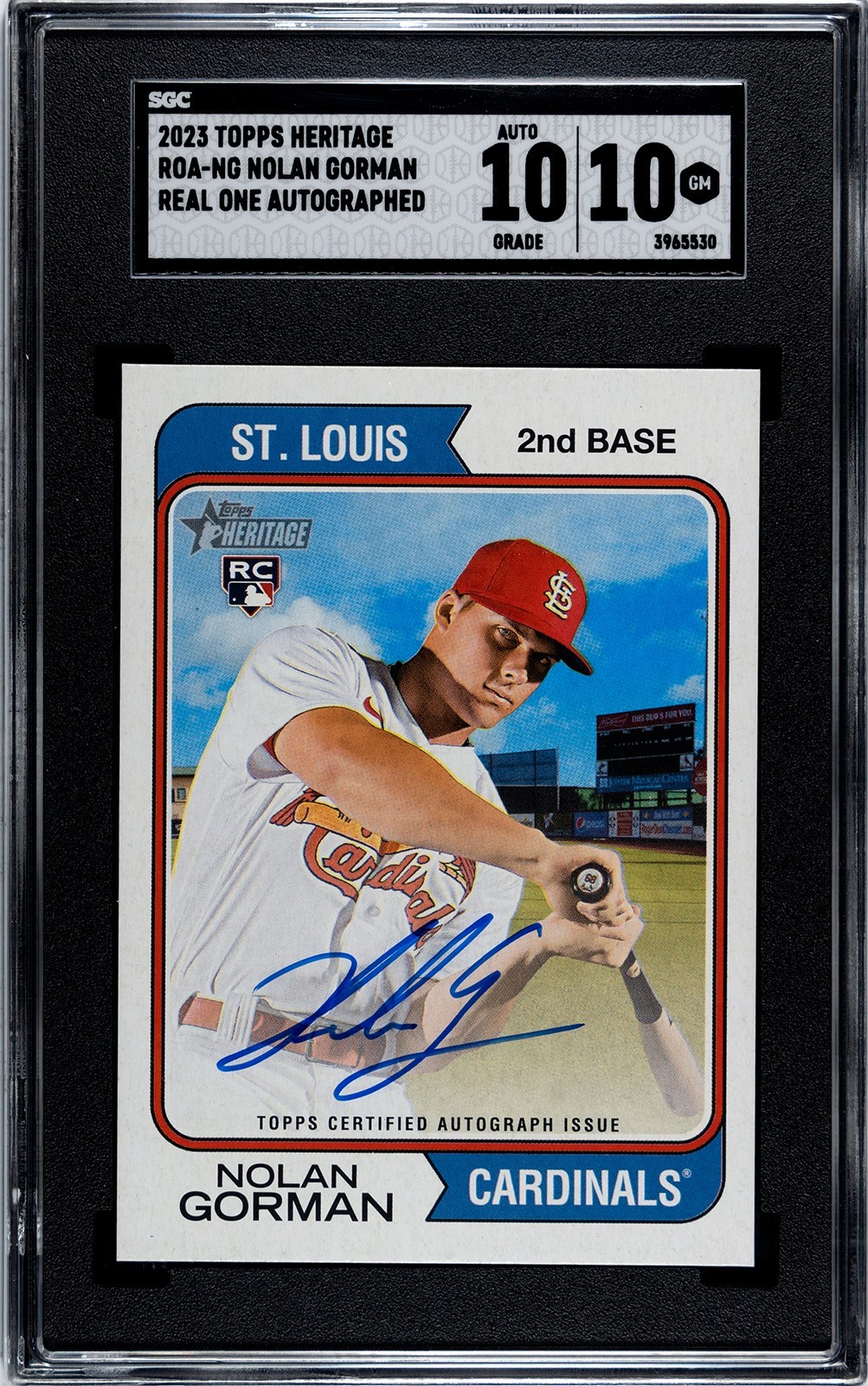 2023 Topps Heritage Nolan Gorman Real One Rookie Auto #ROA-NG SGC 10