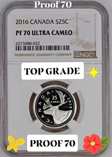 ULTRA CAMEO TOP 1 Grade 2016 Canada 25 CENTS Coin PR70 by NGC *Only 1 released*