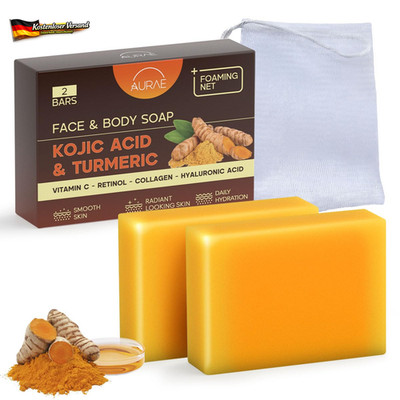 Kurkuma Seife & Kojic Acid Soap Gegen Dunkle Flecken, Hautaufhellend & Feuchtigk