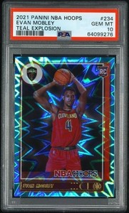 2021 Panini Hoops Evan Mobley #234 Rookie PSA 10 Teal Explosion RC NBA Cavs
