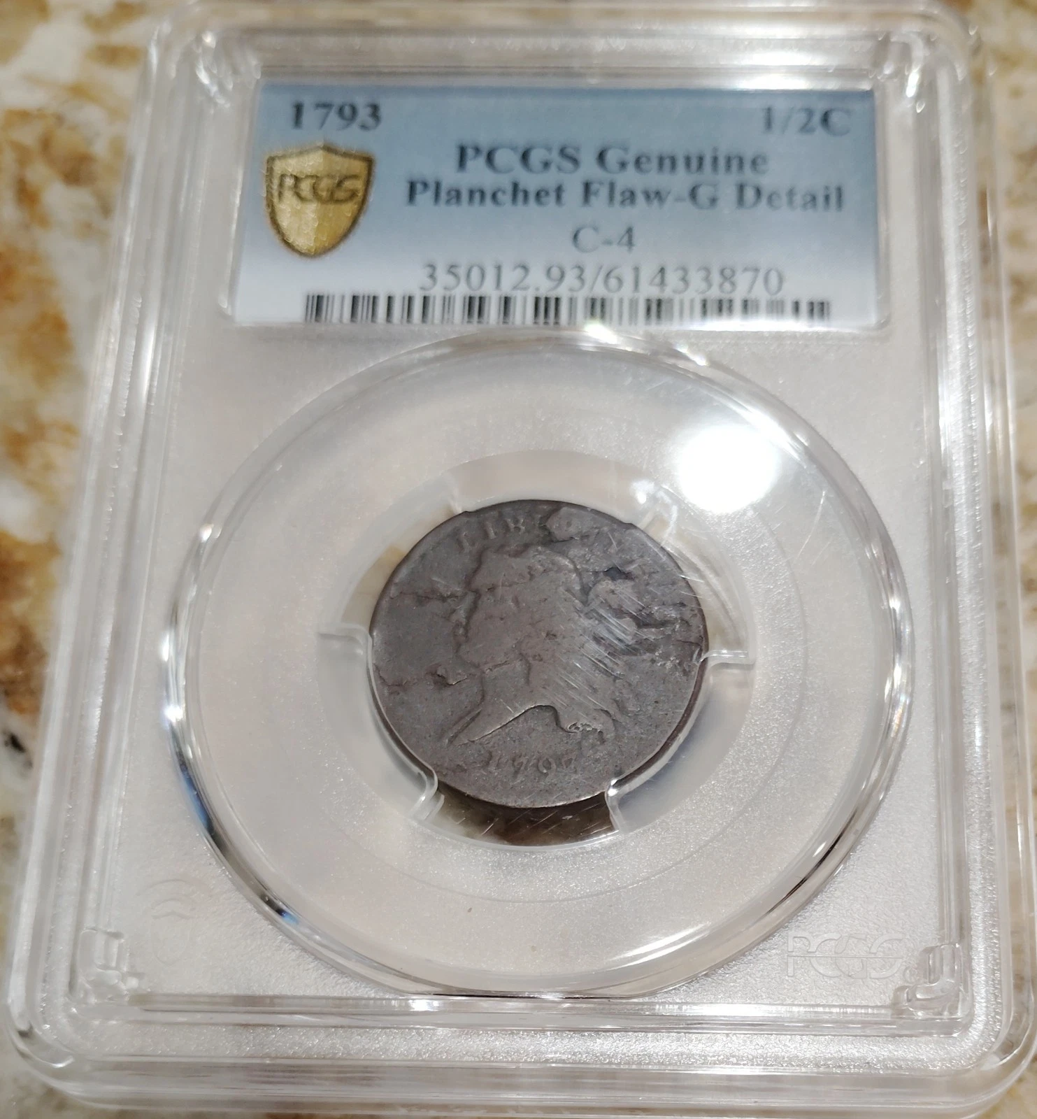 1793 Liberty Cap Half Cent, PCGS Good Details - undamaged but planchet flaw