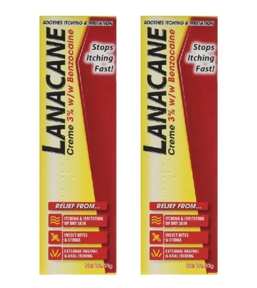 2 x 30g Tubes LANACANE Benzocaine Anti Itch Cream Creme. New & Sealed
Opens in a new window or tab