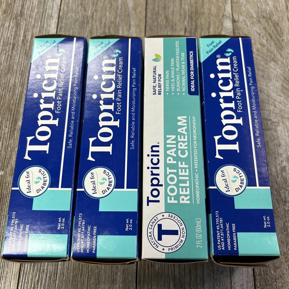 Lot of 4- Topricin Foot Pain Relief Cream 2oz ,Homeopathic - Image 4 of 4
