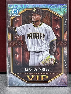 Leo De Vries 2025 Bowman Chrome VIP Insert Mega Box Mojo Refractor VIP-14 Padres