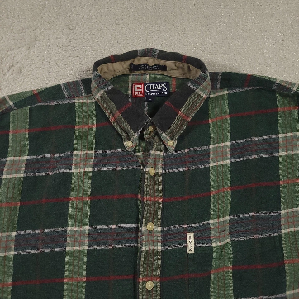 Chaps Ralph Lauren Shirt Mens XL Plaid Flannel Button Down Long Sleeve Vintage - Image 3 of 4