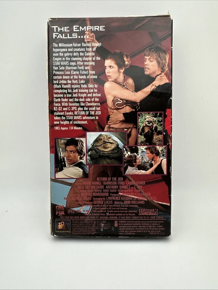 Star Wars: Return of the Jedi (VHS, 1995) THX Digitally Mastered George Lucas FS - Image 2 of 4
