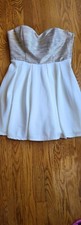 Jodi Kristopher Women's Sparkling Gold & White Strapless Party Dress Size 11. 