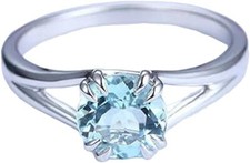 NATURAL SKY BLUE TOPAZ 925 STERLING SILVER DECEMBER BIRTHSTONE TINY WOMENS RING