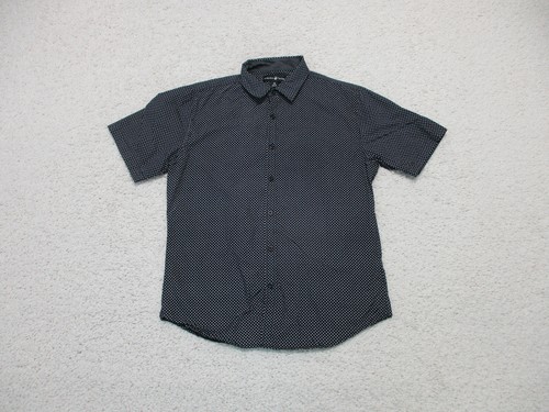 Beverly Hills Polo Club Button Up Shirt Medium Adult Black Floral Polka Dot Mens