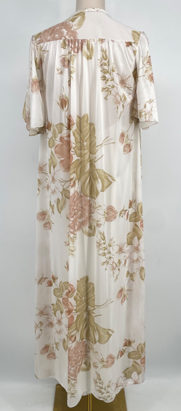 ILISE STEVENS Pegnoir Set womens L lace Nightgown floral Robe 100% nylon 2 piece