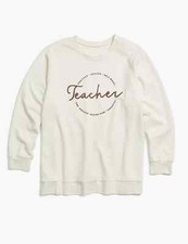 Lane Bryant Womens Plus Size Classic Teacher Circle Cream Sweatshirt NWT 14-16