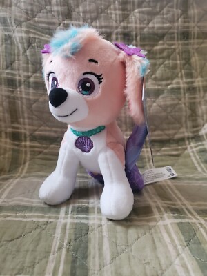 *CORAL* Paw Patrol Aqua Pups 8'' Stuffed Plush Cockapoo Mer-Pup Dog 2023 READ!!