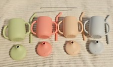 4 Pack 100 Silicone Training Cup/Straw for Toddlers, 6 Months 6 fl oz