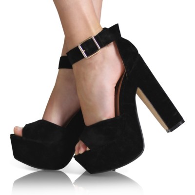 Ankle Strap Chunky Heeled Sandals | Cute black heels, Simple black heels,  Black sandals heels