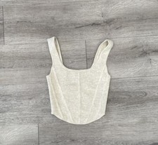 Aritzia Wilfred Natalie Light Birch Cream Sculpt Corset Tank Sz 2XS