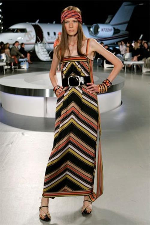 2008 maxi dress CHANEL 08C 2008 RUNWAY MAXI STRIPED DRESS HARD TO FIND FR 36 38 MULTI NEW