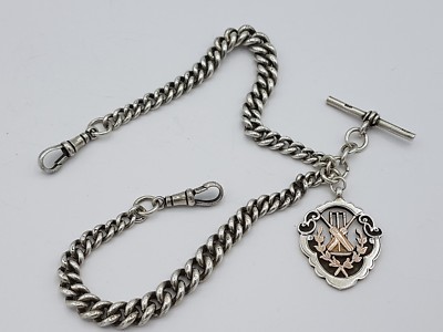 Cricket Chatelaine mit Anhänger Sterling Silber 925 mit Gold um 1900-20