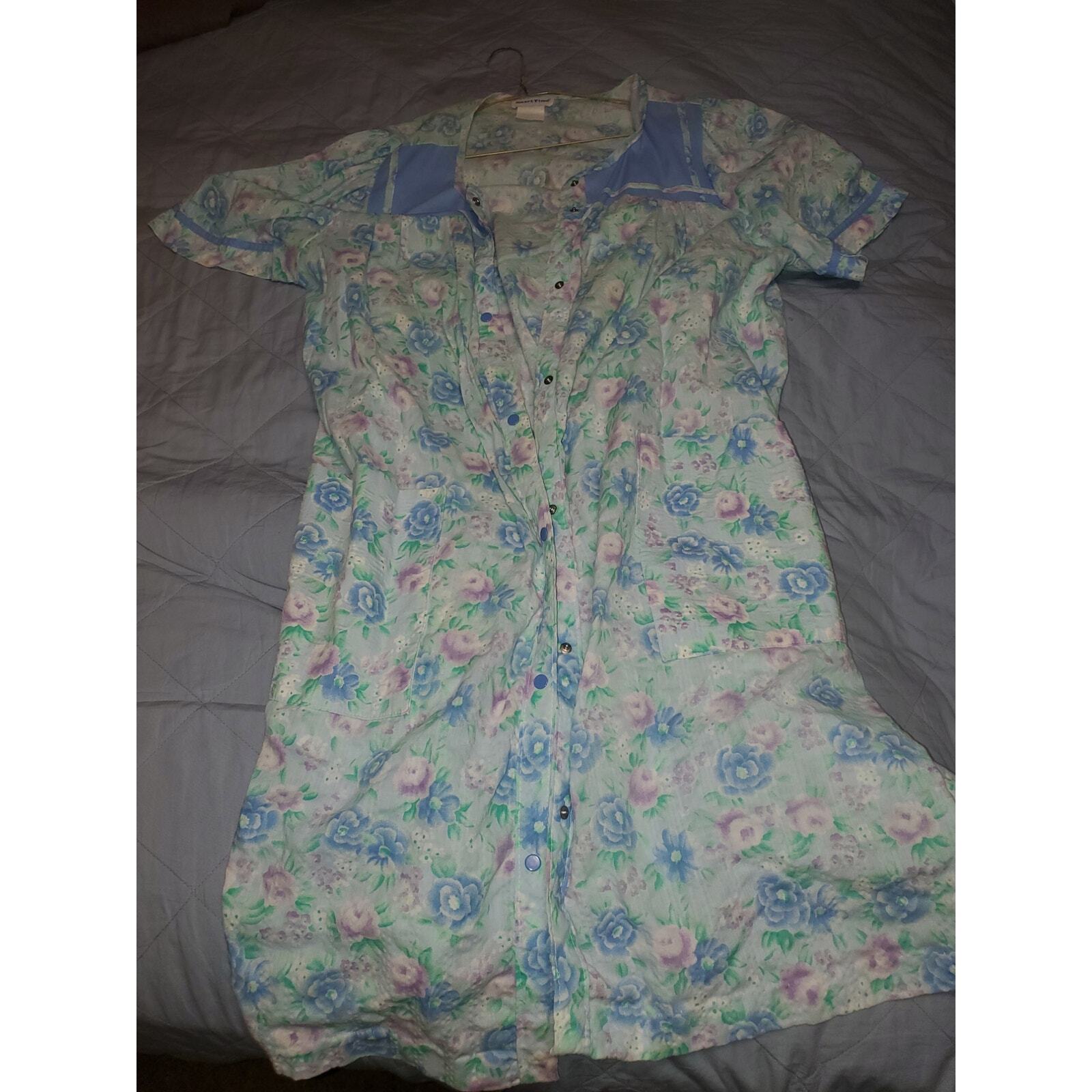 Vintage Smart Time Floral Pattern Button uUp Hous… - image 1