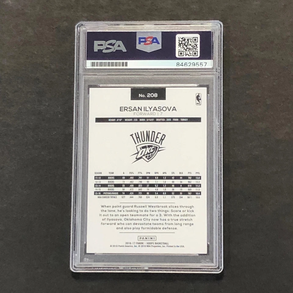 2016-17 NBA Hoops #208 Ersan Ilyasova Signed Card AUTO PSA Slabbed Thunder - Image 2 of 2