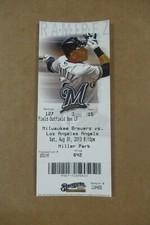 MILWAUKEE BREWERS VS LOS ANGELES ANGELS 8/31/2013 FULL TICKET ~ ARAMIS RAMIREZ