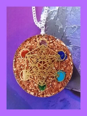 ORGONE METATRON'S Cube PENDANT, ORGONE CHAKRA PENDANT With COPPER, EMF SHIELD