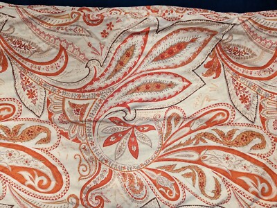 Crate & Barrel Andrea Full/Queen Duvet & 2 Standard Pillow cases Cream & Orange