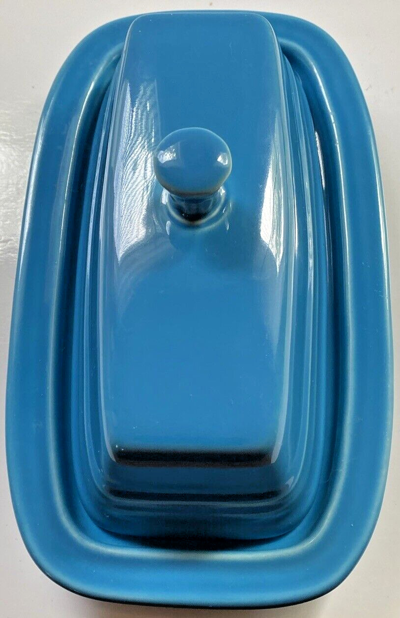 HLC Fiesta Teal Blue Butter Dish with Lid Homer Laughlin Made in USA Home Decor