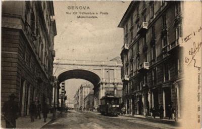 CPA AK GENOVA Via XX Settembre e Ponte Monumentale ITALY (497597)