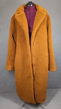 Royal Monk Sherpa Teddy Coat Trench Women's Med/large 12 Rust Brown England