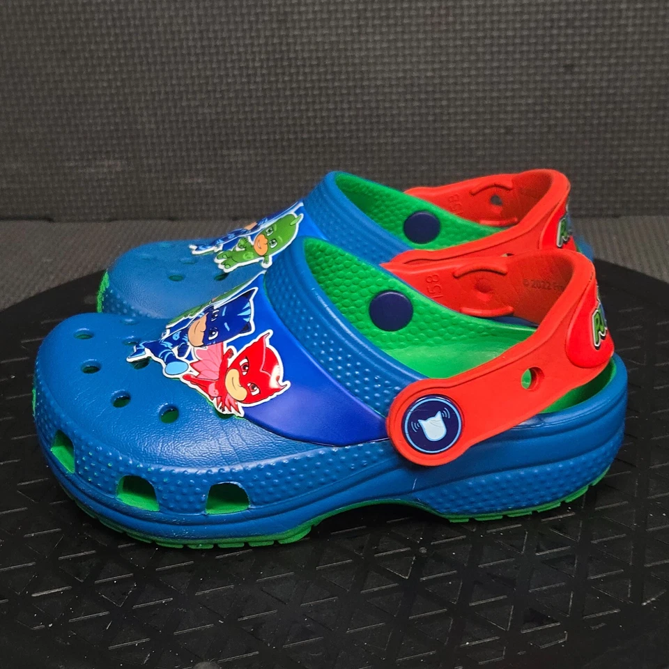 Crocs x PK Masks Classic Clogs Toddler Sz 8 Blue Red Green Rubber Slip On Shoes - Image 4 of 4
