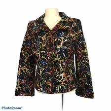 Ingenuity Colorful Yarn Swirled Womens Pea Coat, Jacket, size 4