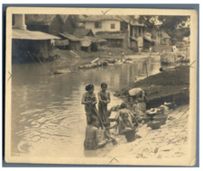 Leigh Hoffman, Indonesia, Java, Wash day at Batavia (Jakarta) Vintage silver pr