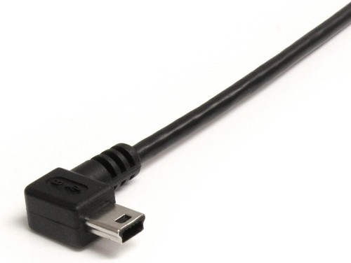 Right Angle Mini USB Cable Fast Data Sync Lead Charger Camera PC 2 Metre Black - Picture 8 of 10