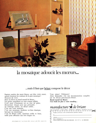 1969 Manufacture de Briare: La Mosaique Adoucit Bath French Vintage Print Ad