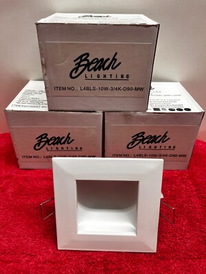 4'' LED Recessed Fixture  Square 120 volt Snap In 3000K or 4000K Lot of (3) New