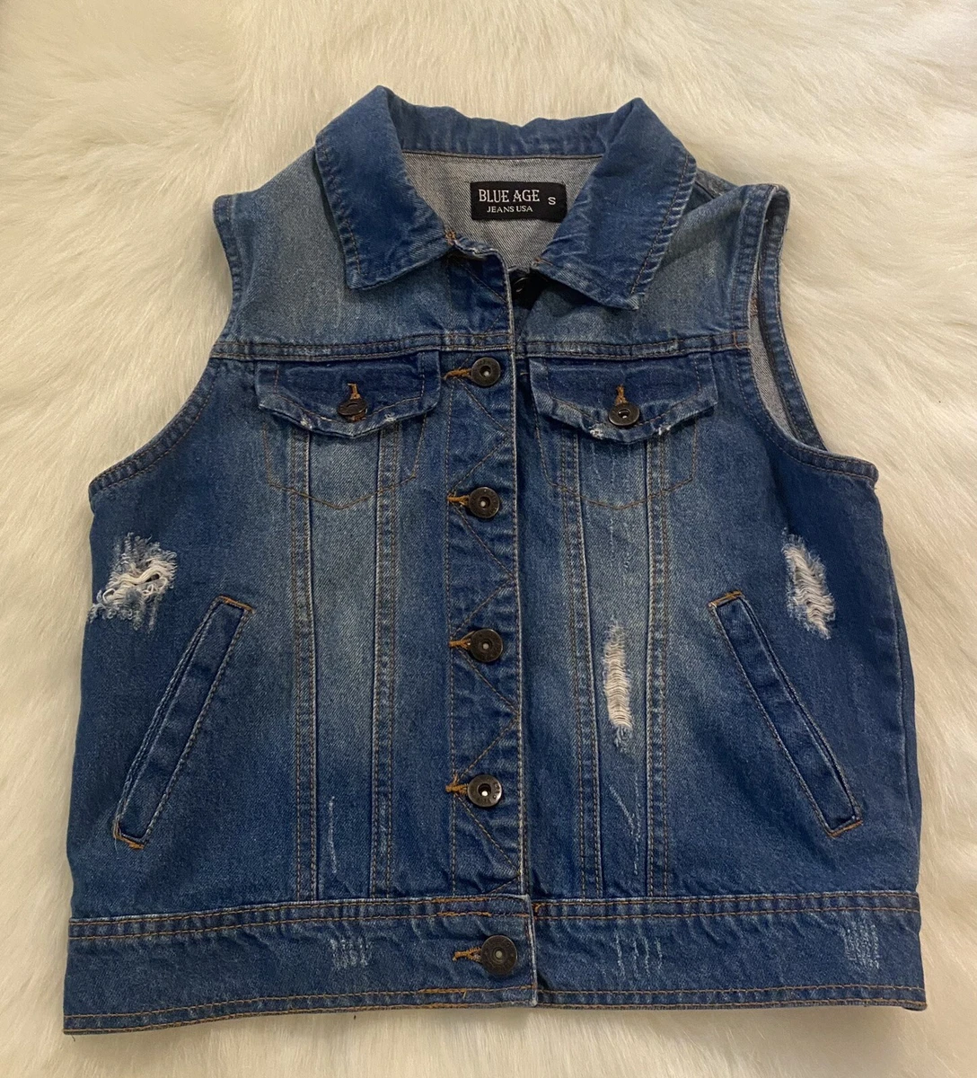Distressed denim hotsell vest womens