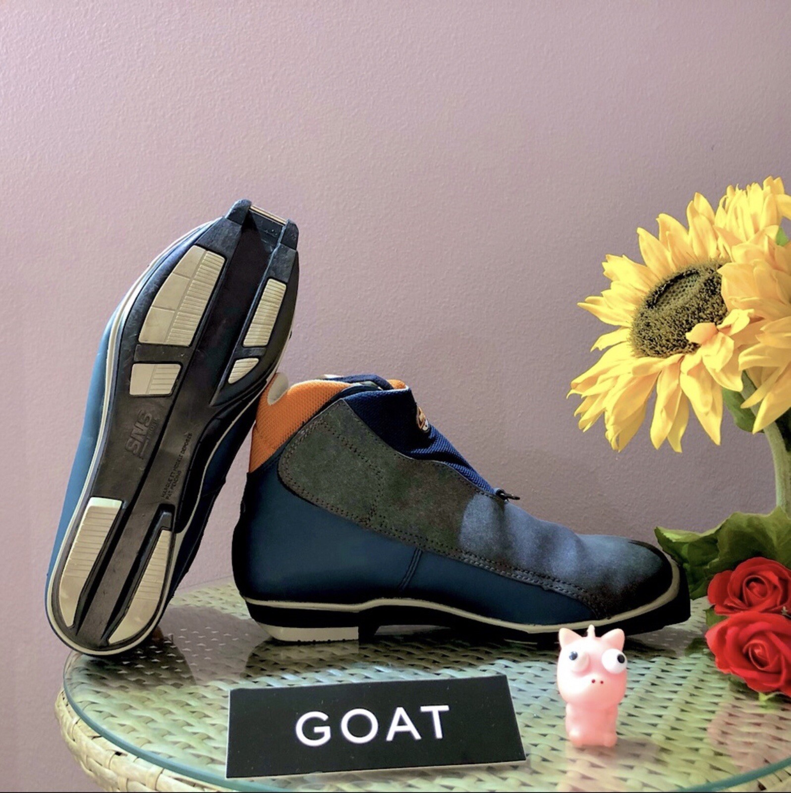 Scarponi da sci Salomon New Escape grigio blu e arancione in pelle taglia 10 da uomo