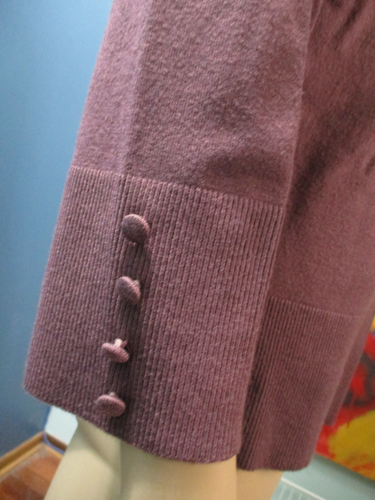 size PL purple button down knit jacket blouse GRA… - image 5