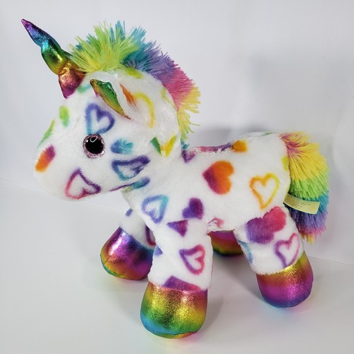 Juguete de peluche suave corazones ojos brillantes rosa de felpa unicornio blanco MTY International - Imagen 6 de 17