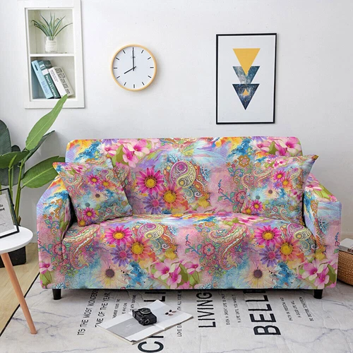 Stretch Blumen Sofabezug Wohnzimmer Blumen Schonbezug Couchbezüge 1-4 Sitzer - Bild 12 von 32
