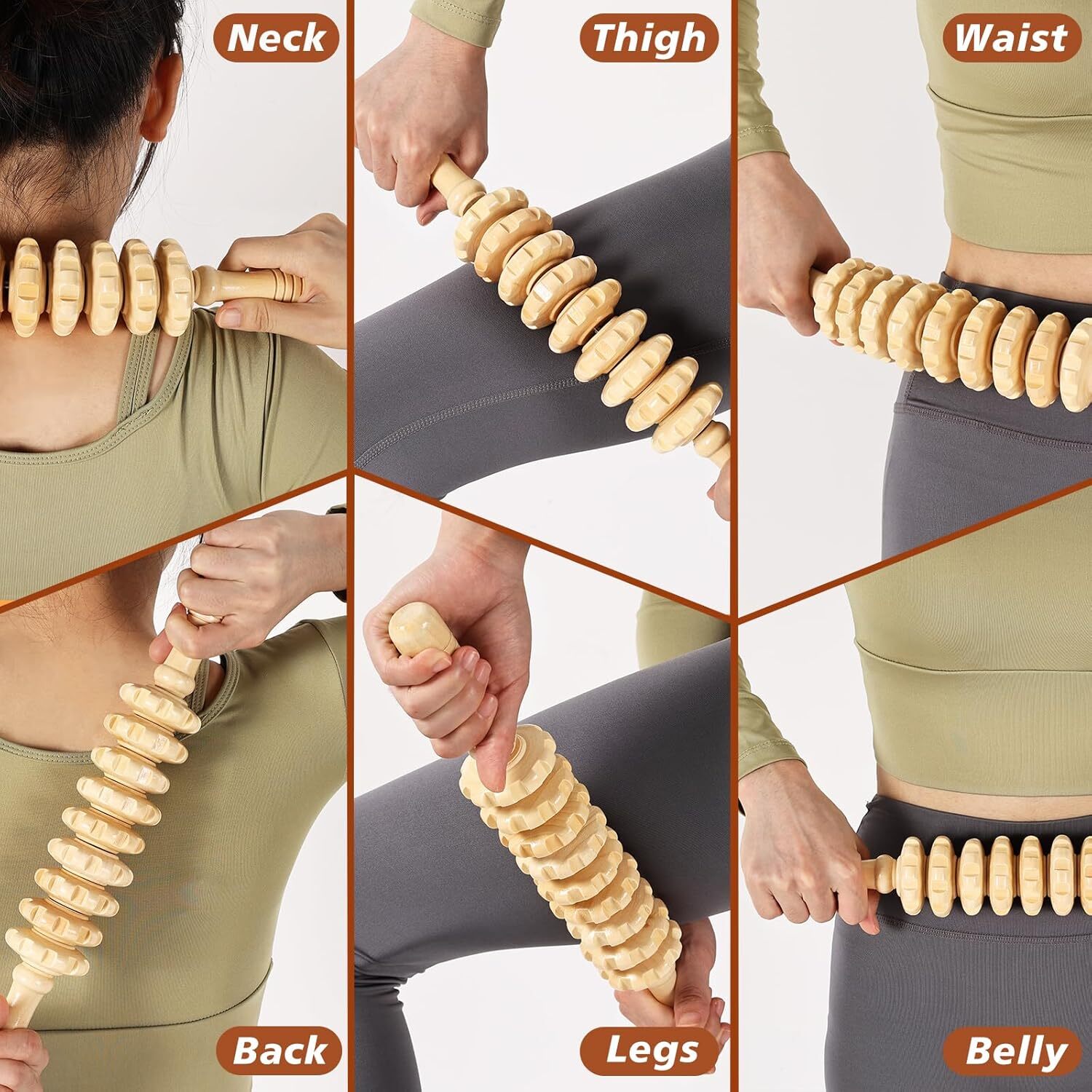 Wood Therapy Tools for Body Shaping,8 in 1 Wood Therapy Massage Tools,Wooden,,