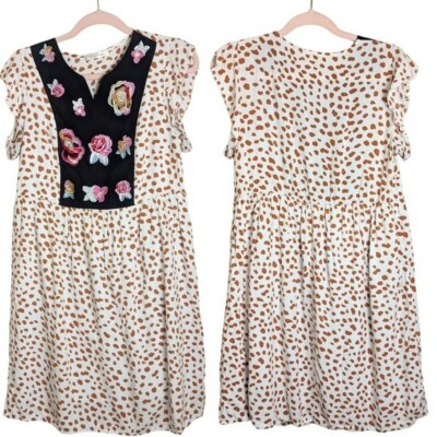 Embroidered Animal Spots Knee Length Babydoll Dress Women's Medium | eBay Embroidered Animal Spots Knee Length Babydoll Dress Women's Medium | eBay